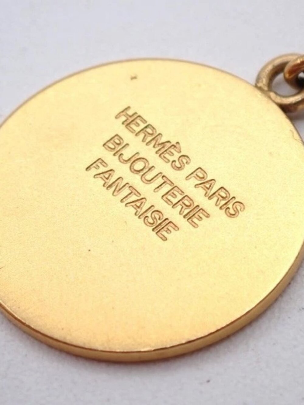 HERMES Logo Sellier Pendant Necklace Top Charm Gold-Plated 08RL971 - Picture 7 of 7